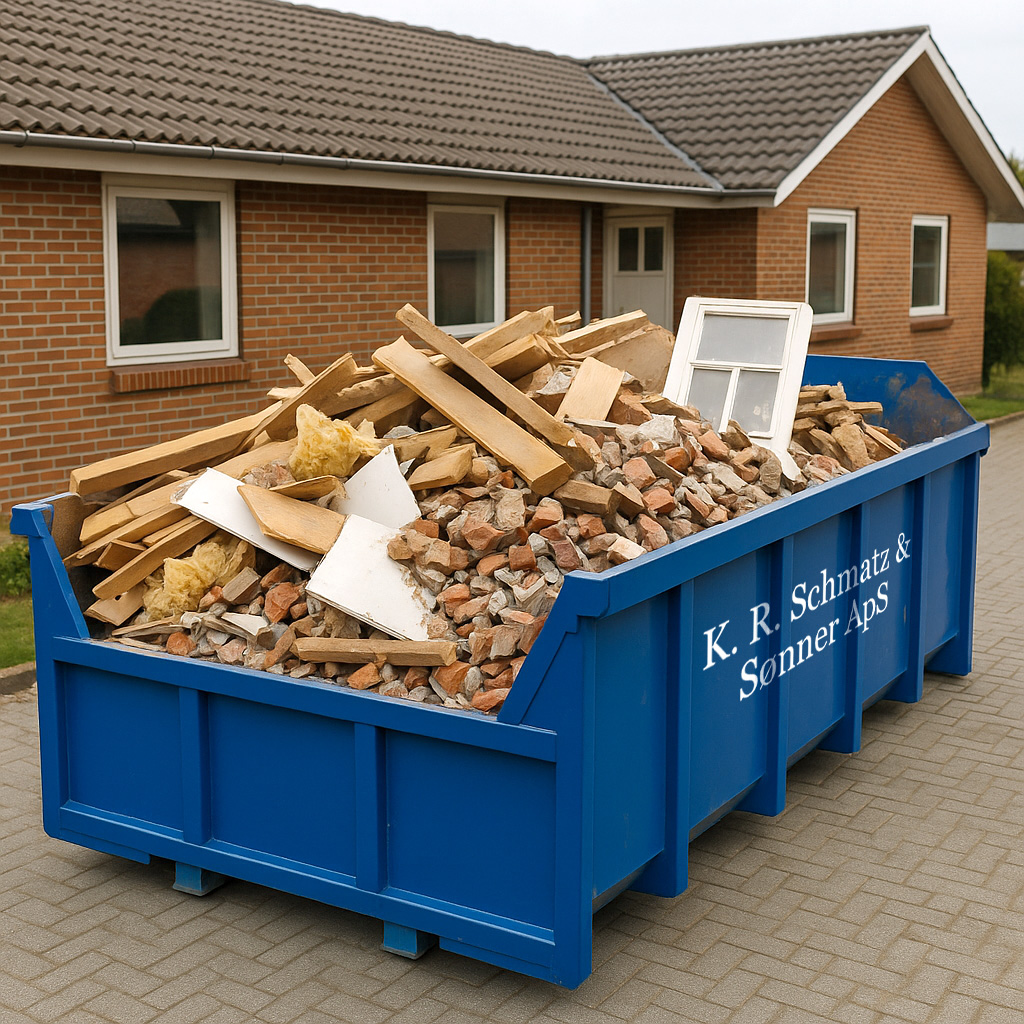 Container med byggeaffald